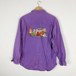 Disney Store Vintage Snow White Seven Dwarfs Purple Button Down Shirt